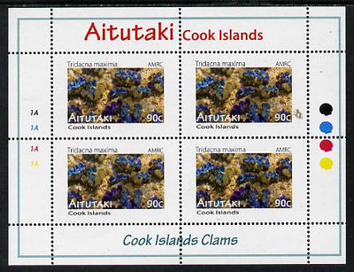 Cook Islands - Aitutaki 2013 Clams #4 perf sheetlet containing 4 x 90c values unmounted mint