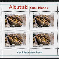Cook Islands - Aitutaki 2013 Clams #5 perf sheetlet containing 4 x $1.10 values unmounted mint