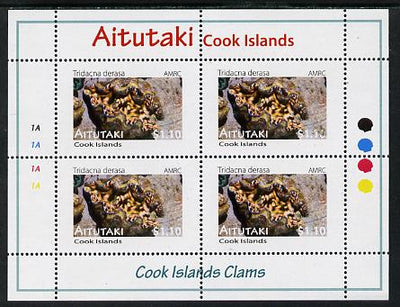 Cook Islands - Aitutaki 2013 Clams #5 perf sheetlet containing 4 x $1.10 values unmounted mint