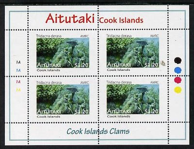 Cook Islands - Aitutaki 2013 Clams #6 perf sheetlet containing 4 x $1.20 values unmounted mint