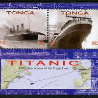 Tonga 2012 Titanic perf sheetlet containing 2 values unmounted mint