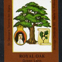 Match Box Labels - Royal Oak (No.1 from a series of 50 Pub signs) dark brown background, very fine unused condition (St George's Taverns)