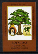 Match Box Labels - Royal Oak (No.1 from a series of 50 Pub signs) dark brown background, very fine unused condition (St George's Taverns)