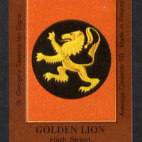 Match Box Labels - Golden Lion (No.3 from a series of 50 Pub signs) dark brown background, very fine unused condition (St George's Taverns)