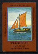 Match Box Labels - Peter Boat (No.9 from a series of 50 Pub signs) dark brown background, very fine unused condition (St George's Taverns)