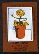 Match Box Labels - Flower Pot (No.10 from a series of 50 Pub signs) dark brown background, very fine unused condition (St George's Taverns)