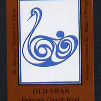 Match Box Labels - Old Swan (No.12 from a series of 50 Pub signs) dark brown background, very fine unused condition (St George's Taverns)