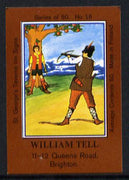 Match Box Labels - William Tell (No.16 from a series of 50 Pub signs) dark brown background, very fine unused condition (St George's Taverns)