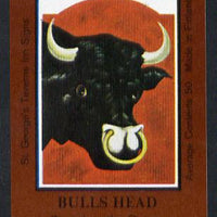 Match Box Labels - Bull's Head (No.24 from a series of 50 Pub signs) dark brown background, very fine unused condition (St George's Taverns)
