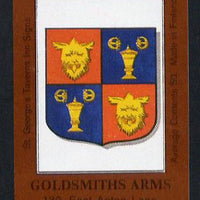 Match Box Labels - Goldsmith's Arms (No.25 from a series of 50 Pub signs) dark brown background, very fine unused condition (St George's Taverns)