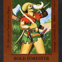Match Box Labels - Bold Forester (Outlaw) (No.27 from a series of 50 Pub signs) dark brown background, very fine unused condition (St George's Taverns)
