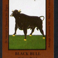 Match Box Labels - Black Bull (No.32 from a series of 50 Pub signs) dark brown background, very fine unused condition (St George's Taverns)