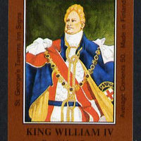 Match Box Labels - King William IV (No.34 from a series of 50 Pub signs) dark brown background, very fine unused condition (St George's Taverns)