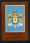 Match Box Labels - Zetland Arms (No.39 from a series of 50 Pub signs) dark brown background, very fine unused condition (St George's Taverns)