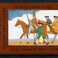 Match Box Labels - Travellers Friend (No.43 from a series of 50 Pub signs) dark brown background, very fine unused condition (St George's Taverns)