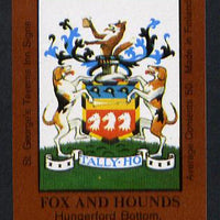 Match Box Labels - Fox And Hounds (No.47 from a series of 50 Pub signs) dark brown background, very fine unused condition (St George's Taverns)