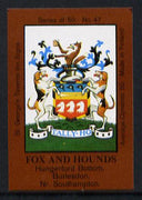 Match Box Labels - Fox And Hounds (No.47 from a series of 50 Pub signs) dark brown background, very fine unused condition (St George's Taverns)