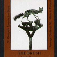 Match Box Labels - The Brush (No.48 from a series of 50 Pub signs) dark brown background, very fine unused condition (St George's Taverns)