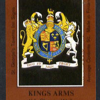 Match Box Labels - Kings Arms (No.50 from a series of 50 Pub signs) dark brown background, very fine unused condition (St George's Taverns)
