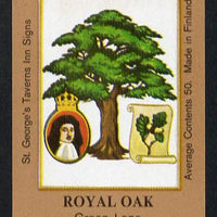 Match Box Labels - Royal Oak (No.1 from a series of 50 Pub signs) light brown background, very fine unused condition (St George's Taverns)