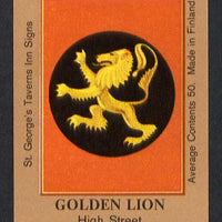 Match Box Labels - Golden Lion (No.3 from a series of 50 Pub signs) light brown background, very fine unused condition (St George's Taverns)