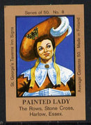 Match Box Labels - Painted Lady (No.8 from a series of 50 Pub signs) light brown background, very fine unused condition (St George's Taverns)