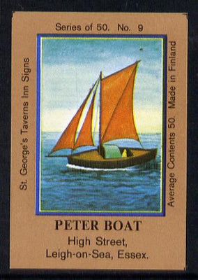 Match Box Labels - Peter Boat (No.9 from a series of 50 Pub signs) light brown background, very fine unused condition (St George's Taverns)