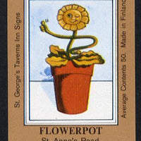 Match Box Labels - Flower Pot (No.10 from a series of 50 Pub signs) light brown background, very fine unused condition (St George's Taverns)