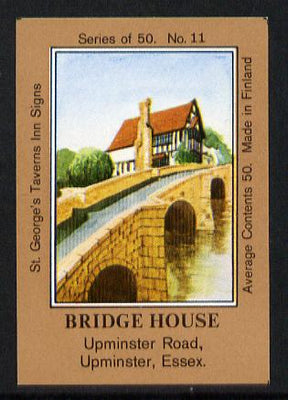 Match Box Labels - Bridge House (No.11 from a series of 50 Pub signs) light brown background, very fine unused condition (St George's Taverns)