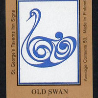 Match Box Labels - Old Swan (No.12 from a series of 50 Pub signs) light brown background, very fine unused condition (St George's Taverns)