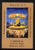 Match Box Labels - Carnival (No.17 from a series of 50 Pub signs) light brown background, very fine unused condition (St George's Taverns)