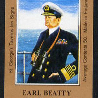 Match Box Labels - Earl Beatty (No.18 from a series of 50 Pub signs) light brown background, very fine unused condition (St George's Taverns)