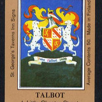 Match Box Labels - Talbot (No.19 from a series of 50 Pub signs) light brown background, very fine unused condition (St George's Taverns)