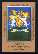 Match Box Labels - Talbot (No.19 from a series of 50 Pub signs) light brown background, very fine unused condition (St George's Taverns)