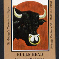 Match Box Labels - Bull's Head (No.24 from a series of 50 Pub signs) light brown background, very fine unused condition (St George's Taverns)