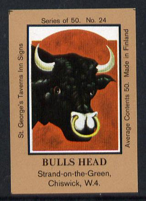 Match Box Labels - Bull's Head (No.24 from a series of 50 Pub signs) light brown background, very fine unused condition (St George's Taverns)
