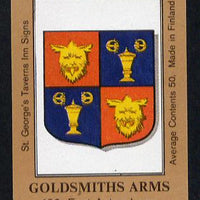 Match Box Labels - Goldsmith's Arms (No.25 from a series of 50 Pub signs) light brown background, very fine unused condition (St George's Taverns)