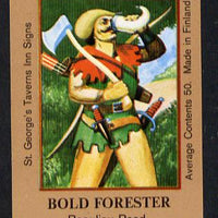 Match Box Labels - Bold Forester (Outlaw) (No.27 from a series of 50 Pub signs) light brown background, very fine unused condition (St George's Taverns)