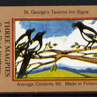 Match Box Labels - Magpies (No.28 from a series of 50 Pub signs) light brown background, very fine unused condition (St George's Taverns)