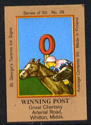 Match Box Labels - Winning Post (No.29 from a series of 50 Pub signs) light brown background, very fine unused condition (St George's Taverns)