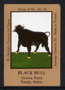 Match Box Labels - Black Bull (No.32 from a series of 50 Pub signs) light brown background, very fine unused condition (St George's Taverns)