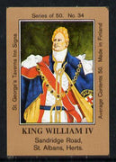 Match Box Labels - King William IV (No.34 from a series of 50 Pub signs) light brown background, very fine unused condition (St George's Taverns)