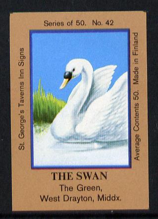 Match Box Labels - The Swan (No.42 from a series of 50 Pub signs) light brown background, very fine unused condition (St George's Taverns)