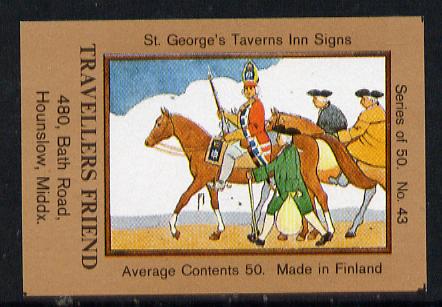 Match Box Labels - Travellers Friend (No.43 from a series of 50 Pub signs) light brown background, very fine unused condition (St George's Taverns)