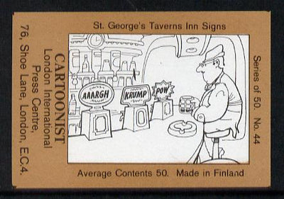 Match Box Labels - Cartoonist (No.44 from a series of 50 Pub signs) light brown background, very fine unused condition (St George's Taverns)