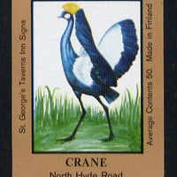 Match Box Labels - Crane (No.46 from a series of 50 Pub signs) light brown background, very fine unused condition (St George's Taverns)