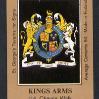 Match Box Labels - Kings Arms (No.50 from a series of 50 Pub signs) light brown background, very fine unused condition (St George's Taverns)