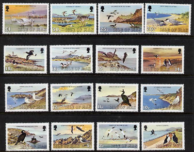 Isle of Man 1983-85 Marine Birds defnitive set of 16 values 1p to £1 unmounted mint SG 232-47