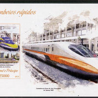 St Thomas & Prince Islands 2013 High-Speed Trains #4 imperf souvenir sheet unmounted mint. Note this item is privately produced and is offered purely on its thematic appeal