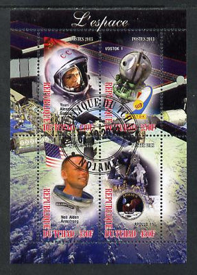 Chad 2013 Space perf sheetlet containing 4 values fine cto used